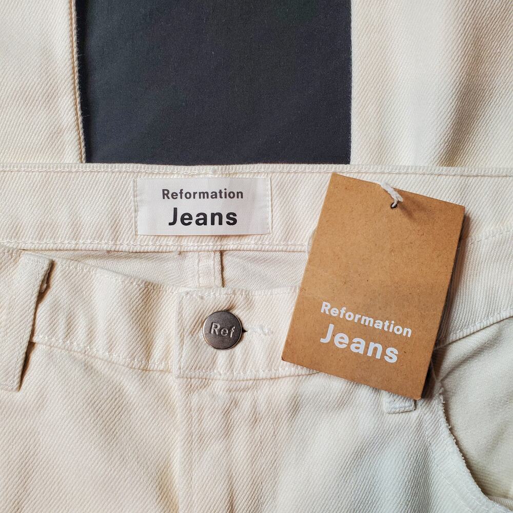 Reformation Women's Size 31 NWT Julia High Cigarette Jean Distressed Ivory LY760 - Picture 6 of 8
